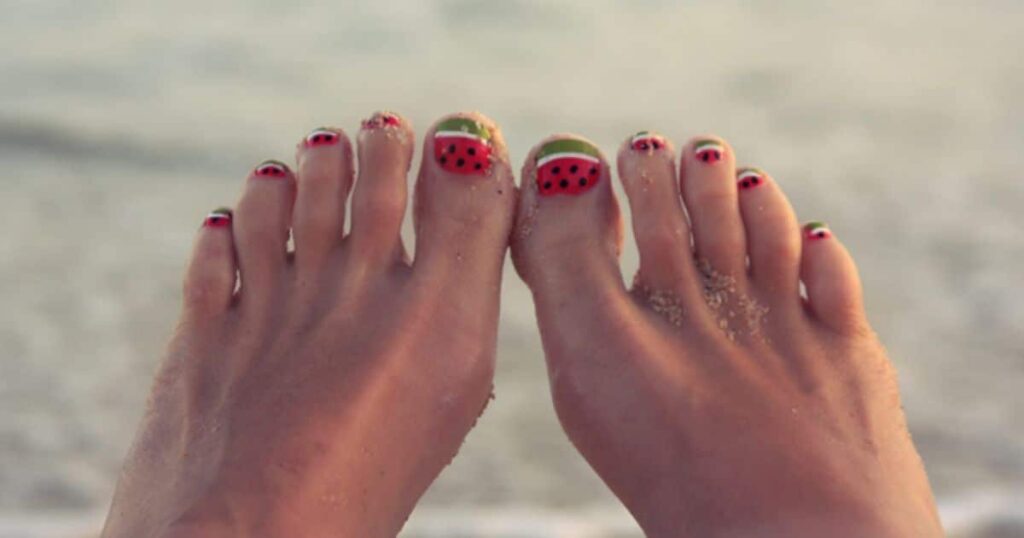 Cute Watermelon Toe Nails